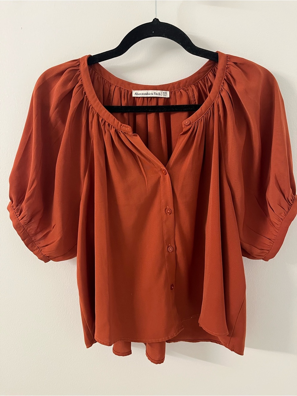 Abercrombie & Fitch Rust Red Button-Front Peasant Top